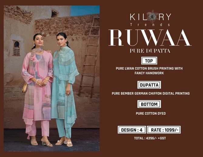 Ruwaa By Kilory Lawn Cotton Digital Printed Salwar Kameez Orders In India